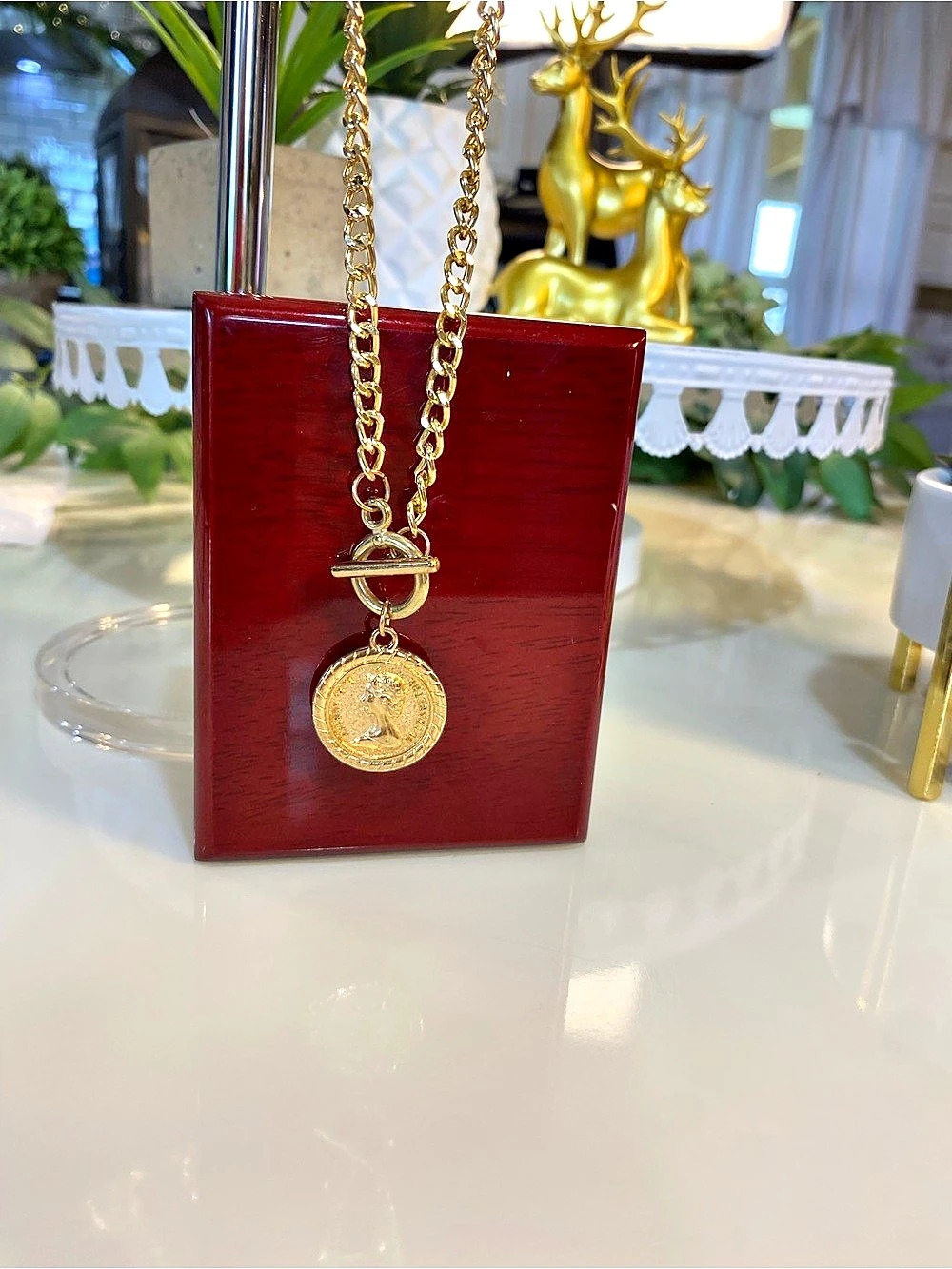 NWT Gold Coin Toggle Necklace